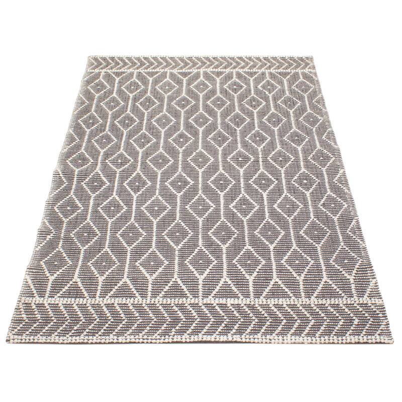 ECARPETGALLERY Braid weave Sienna Dark Grey Wool Rug - 4'11 x 8'0
