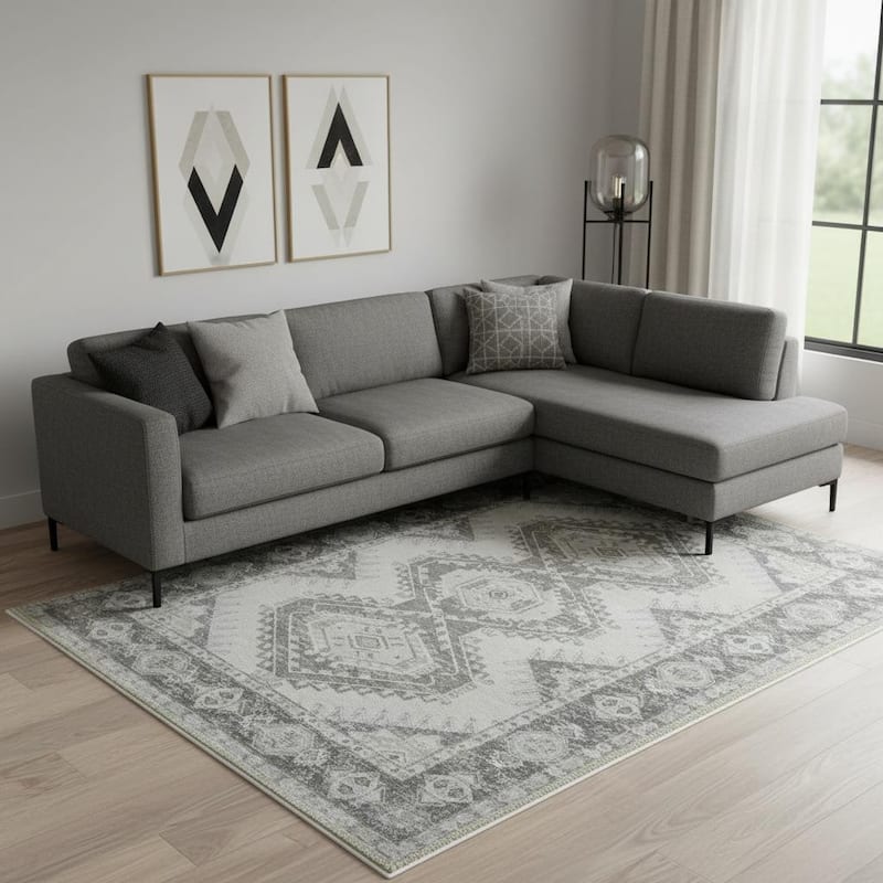 HomeRoots Gingham Modern, Contemporary Rectangle Area Rug - 8' X 10' - 8' X 10'