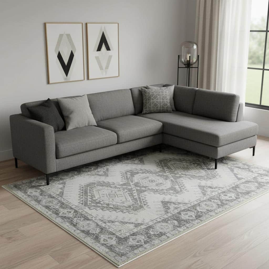 HomeRoots Gingham Modern, Contemporary Rectangle Area Rug - 8' X 10'