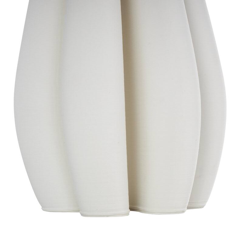 Ceramic Abstract Ribbed Dimensional Concaved Decorative Vase with Floral Shaped Rim - White - Roche River Decor