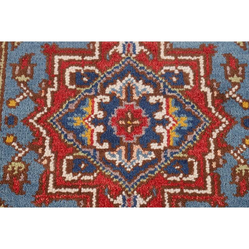 Blue Geometric Heriz Serapi Oriental Foyer Rug Handmade Wool Carpet - 3'0"x 5'0"
