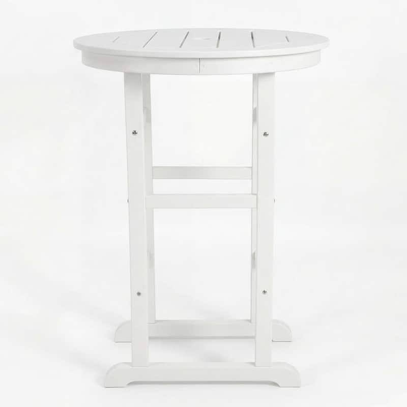 3-Piece HDPE Indoor/Outdoor Bar Set, 42.1" Round Bar Table with 2 Bar Stools, All-Weather Patio Bistro Set for Deck, Balcony