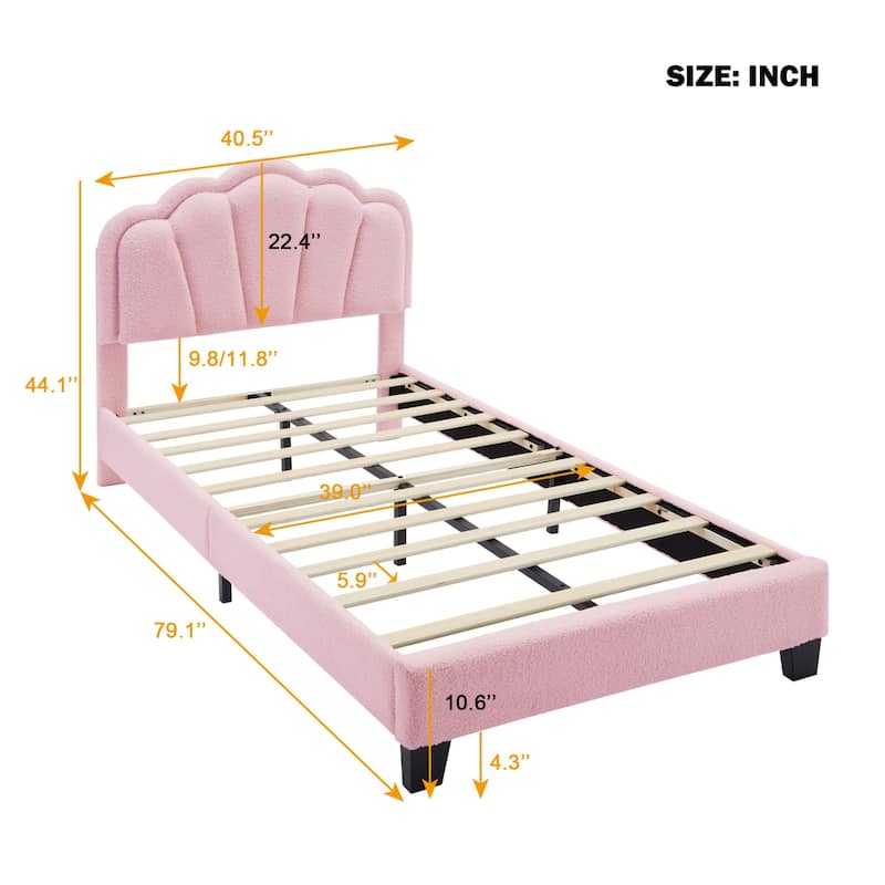 Upholstered bed with LED lights