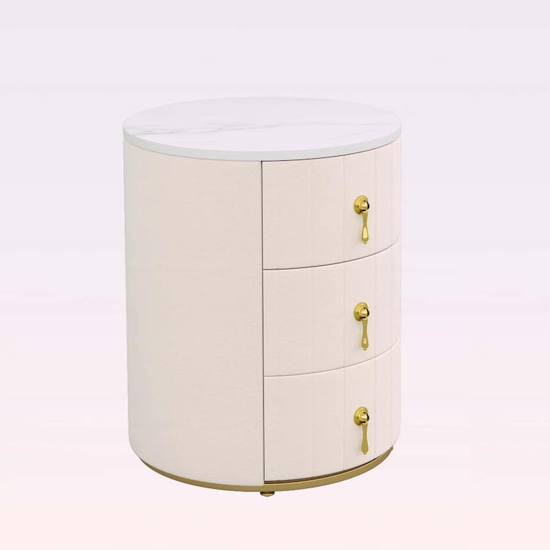 Upholstered Nightstand with 3 Drawers,for Bedroom
