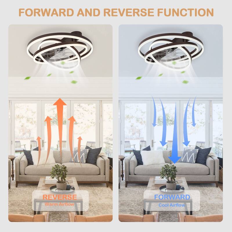24" Adjustable Light Kit Flush Mount Ceiling Fan, 3 Color Tone CCT dimmable 6 Fan Speed, Remote & App Control for Bedroom