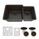 preview thumbnail 1 of 8, 32"x19" Quartz Granite Kitchen Sink, 60/40 Double Bowl Drop-in - 19x32 Galaxy Mocha