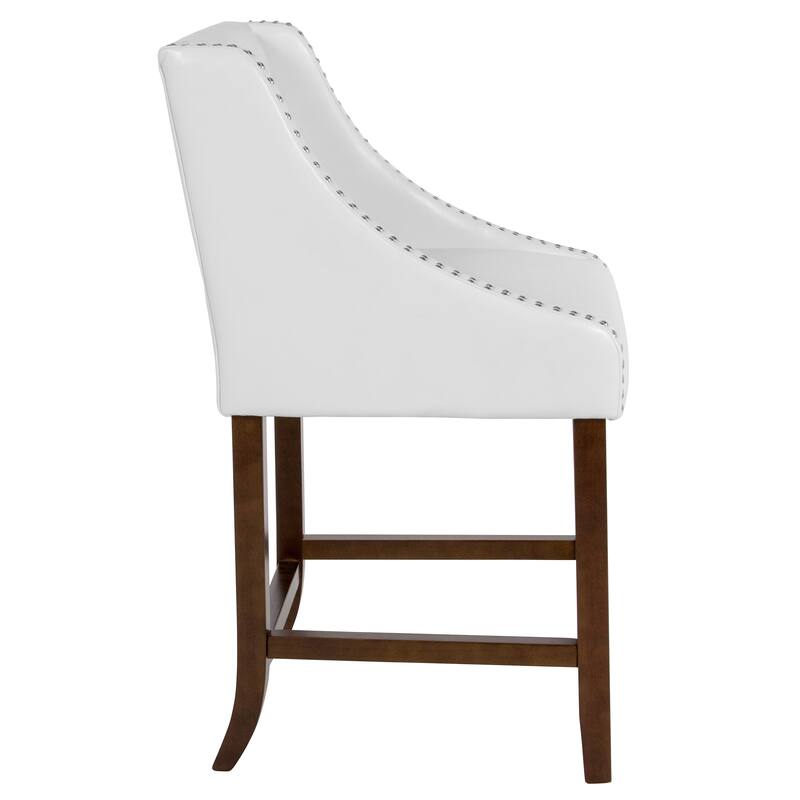 Transitional Tufted Upholstered/Walnut Finish Counter Stool (Set of 2)