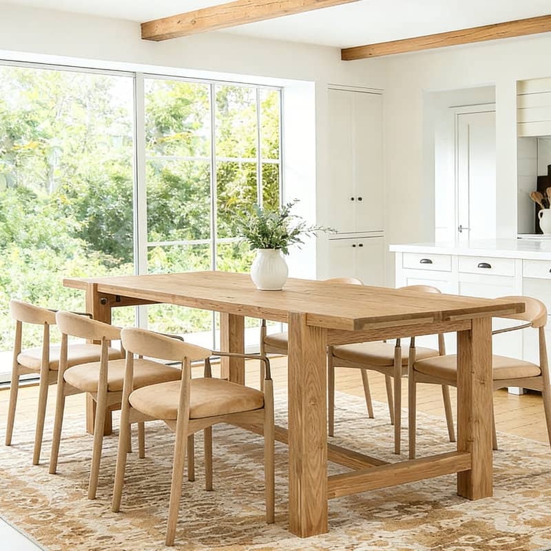 63" Solid Wood Dining Table for 6,Rustic Kitchen Table with Footrest - Brown