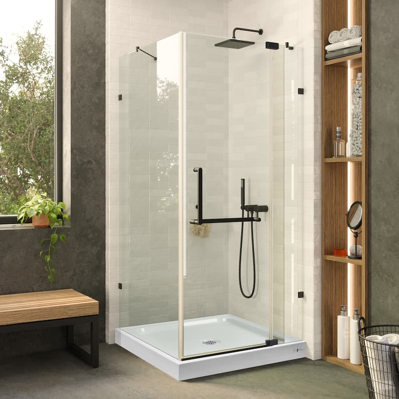 Fine Fixtures Frameless Shower Enclosure Hinged Glass Shower Door - Tempered Glass