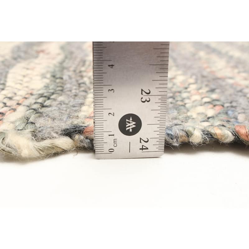 ECARPETGALLERY Braid weave Sienna Grey Wool Rug - 5'5 x 7'6