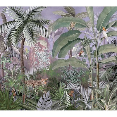 Jungle Adventure Vibrant Wildlife Wallpaper Mural with Lush Greenery