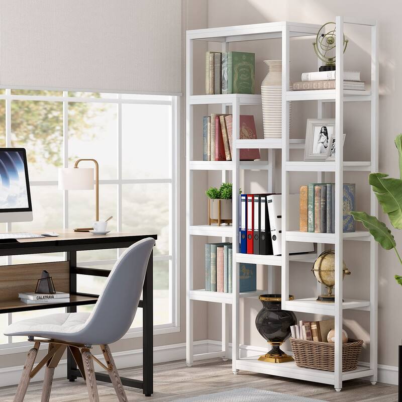 6-Tier Bookshelf 70.9 inch Tall Bookcase, Rustic Brown