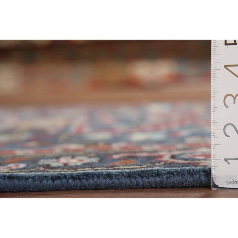 Blue Geometric Oushak Indian Area Rug Handmade Wool Carpet - 3'11"x 5'10"