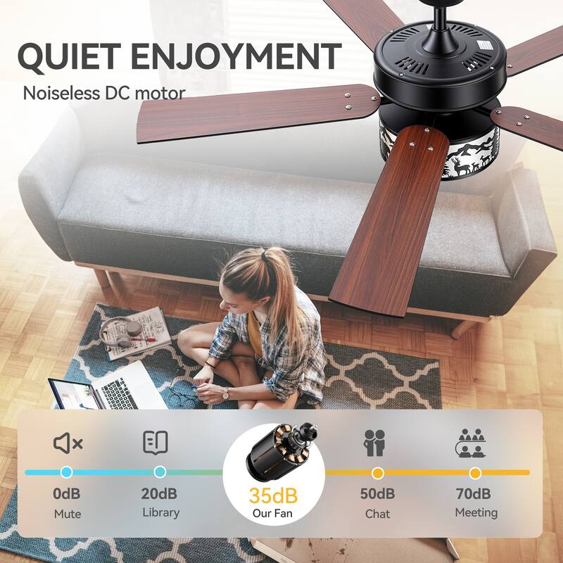 52-inch Reversible 5-Blade Caged Ceiling Fan with Light and Remote