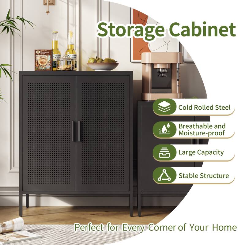 Steel Storage Cabinet with 2 Doors and 2 Adjustable Shelves