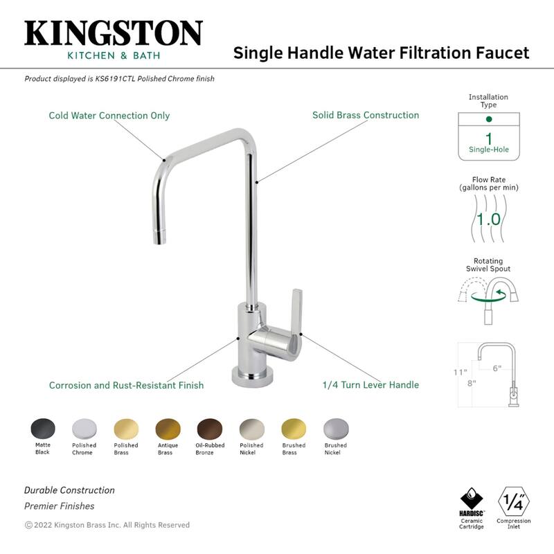 Kingston Brass Continental Single-Handle Water Filtration Faucet