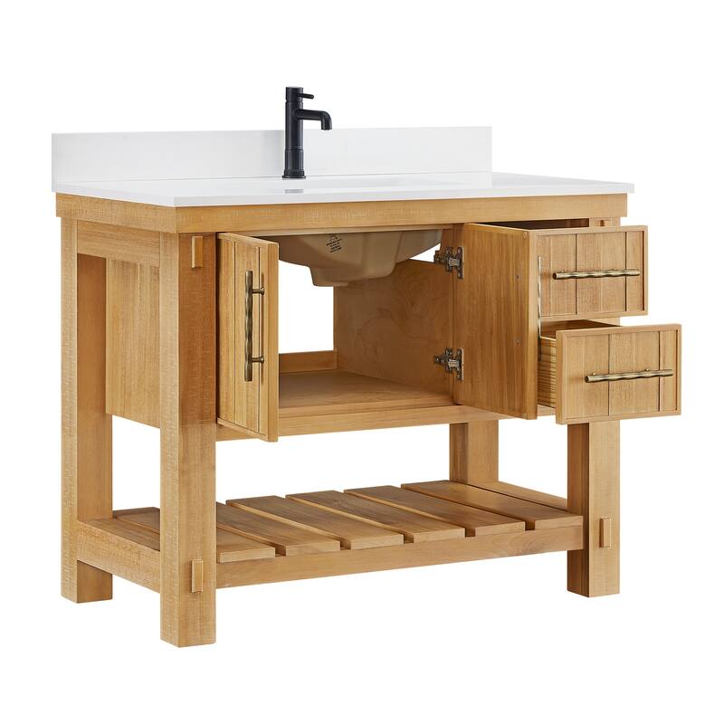 Paris Bath Vanity, Quartz Stone Top without Mirror