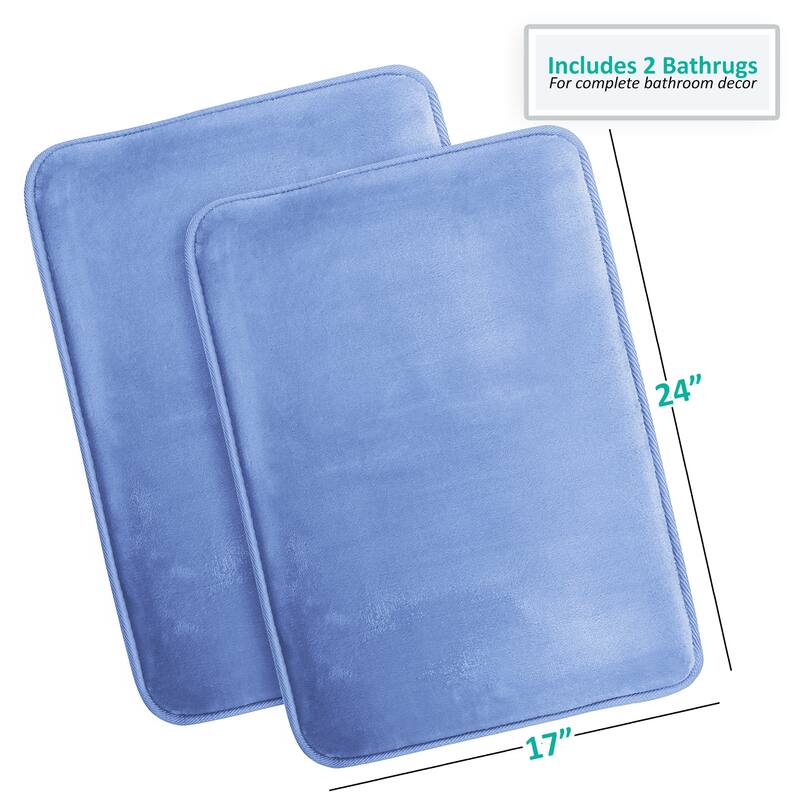 Clara Clark Ultra Soft Plush Bathroom Rug - Non-Slip, Velvet, Memory Foam Bath Mat - Set of 2