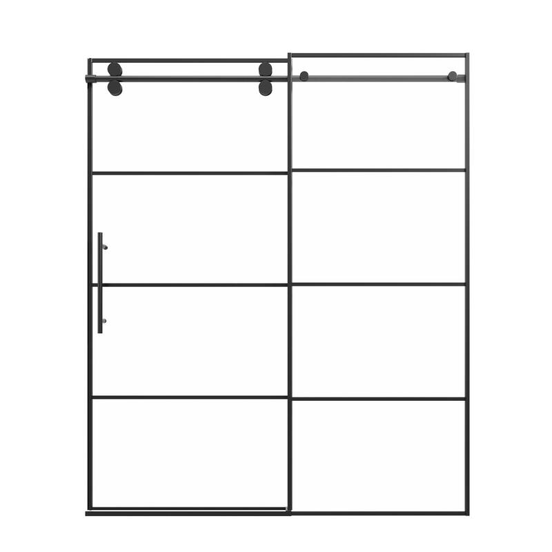 Ultra-Narrow Frame Single Sliding Shower Door 60x72, 8mm Easy-Clean Glass, Matte Black, 304 Stainless, Reversible - Matte Black