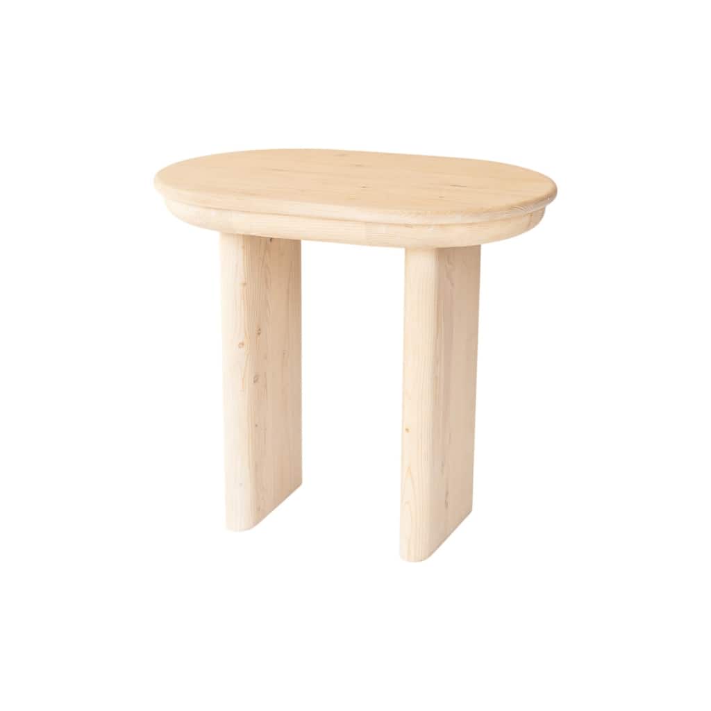 Natural Solid Wood Oval End Table with Sled Base Design - 16” x 24” x 22” (D x W x H)