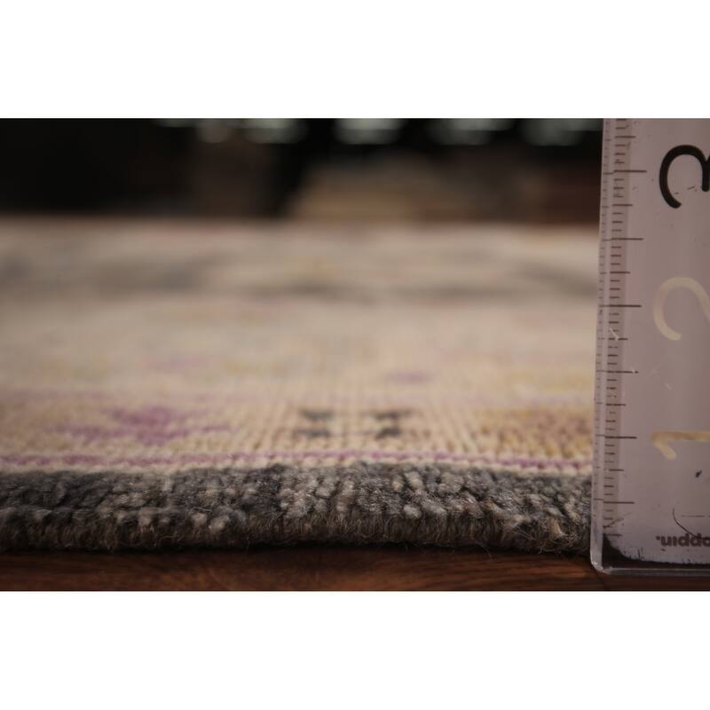 Vegetable Dye Grey Oushak Turkish Area Rug Hand-Knotted Wool Carpet - 8'0" x 9'9"