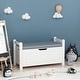 preview thumbnail 1 of 7, Kids Toy Box Chest,Rubber Wood Toy Box,Cabinet with Cushion Seat Bench/Flip-Top Lid/Safety Hinge,Toy Storage Organizer Trunk White