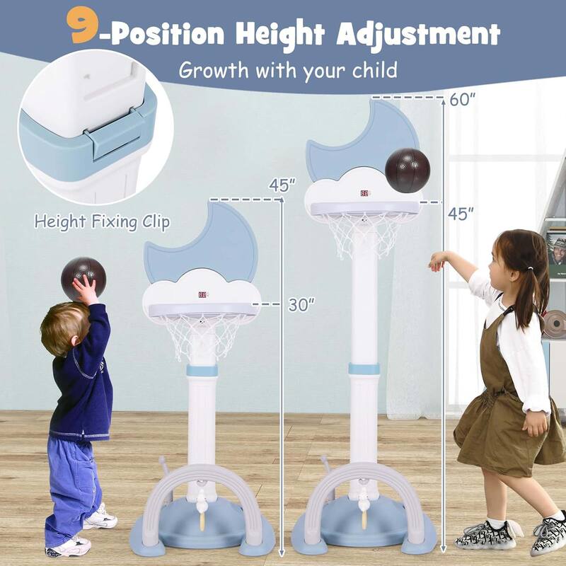 4 in 1 Height Adjustable Toddler Basketball Hoop Multi-use Game Center