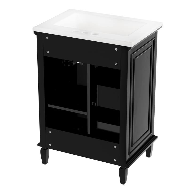 Roomfitters 24" Bathroom Vanity with Sink, Solid Wood Frame, Flip Drawer, 2 Side Drawers & Adjustable Shelf