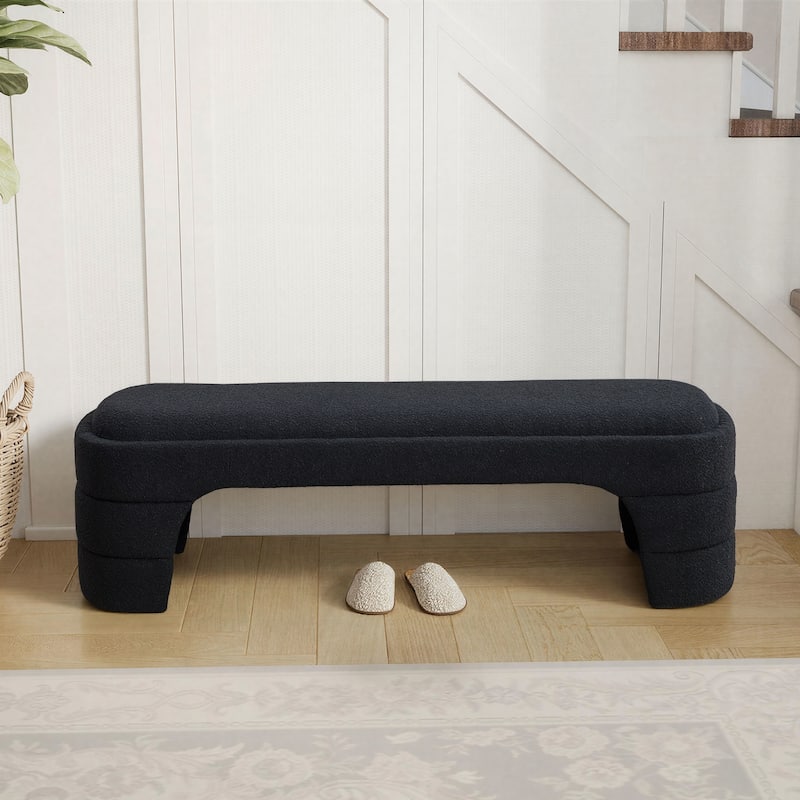 65"W Chenille Upholstered End of Bench ,Entryway Shoe Bench,FootStool Ottoman for Bedroom, Living Room