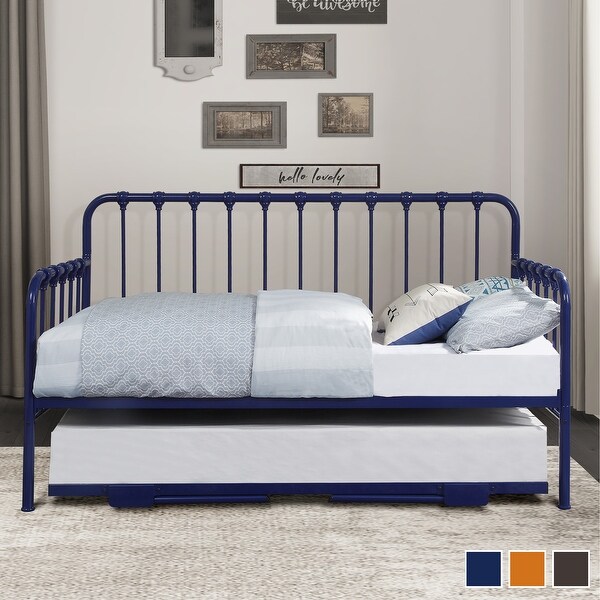 Metal daybed with top pop up trundle