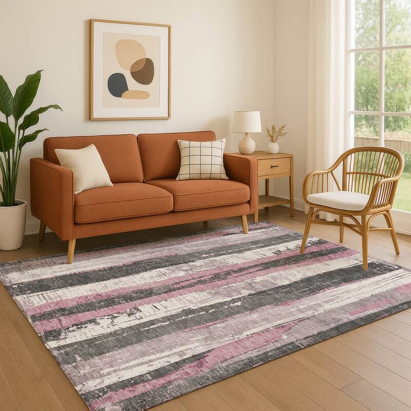 Premium Washable Super Soft Casual Contemporary Mayfield Rug - Blush - 5' x 7'6"