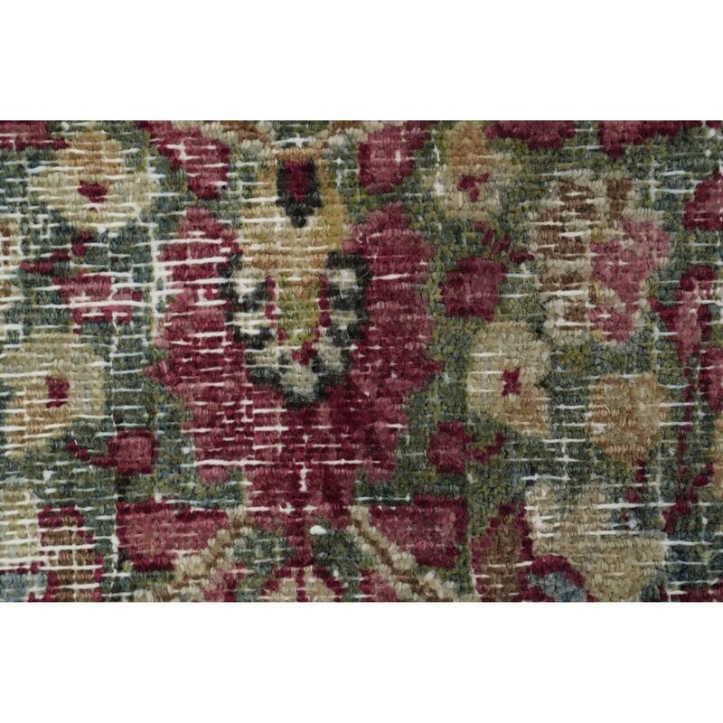 Hand Knotted Oriental 100% Wool Carpet Traditional Floral Pink Mashad Area Rug - 11' 1'' X 7' 11''