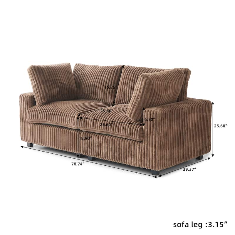 78'' Plush Fabric Loveseat Sofa Lounger Sleep Couch