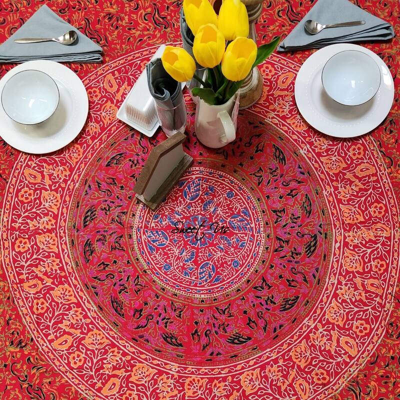 Sanganer Cotton Floral Tablecloth Collection