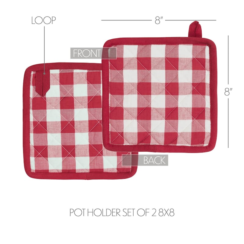 Annie Buffalo Check Black Pot Holder Set of 2 8x8 - N/A