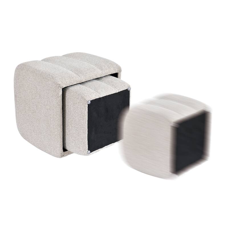 Modern 2-in-1 Nesting Upholstered Vanity Stool Ottoman Footrest Shoe Bench Set