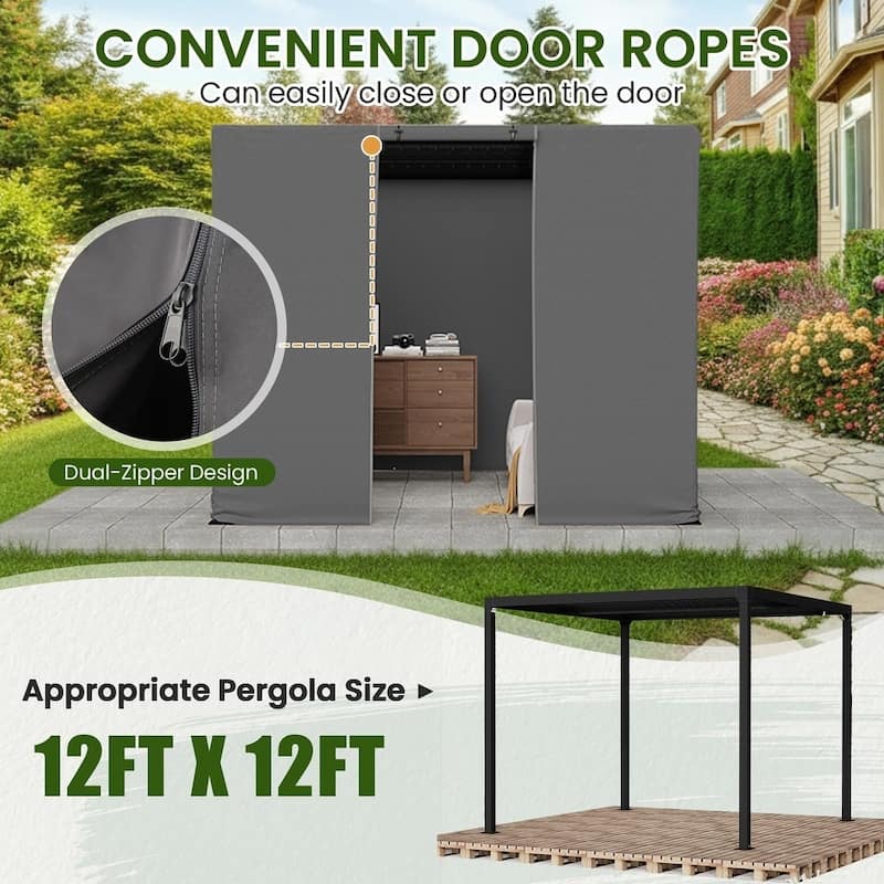 Outdoor Louvered Pergola with Optional Winter Cover Accessory | Adjustable Aluminum Hardtop Gazebo Includes Curtains & Netting