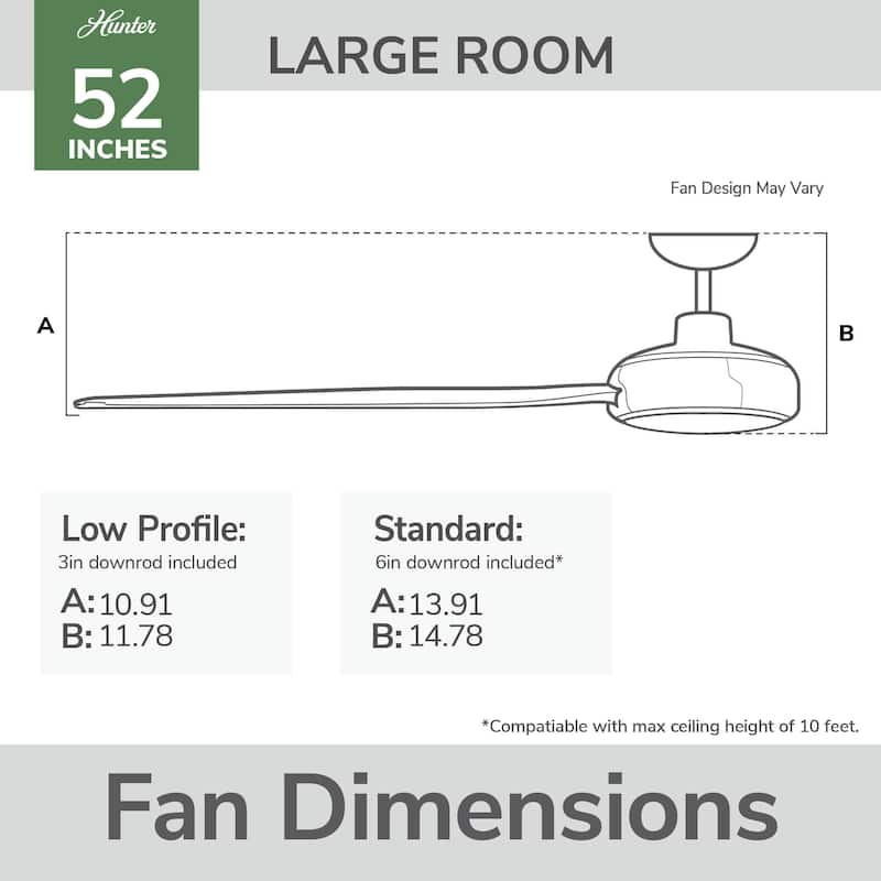 Hunter ZenTech Indoor / Outdoor 5-Blade Smart Ceiling Fan w/ LED Light and Handheld Remote.