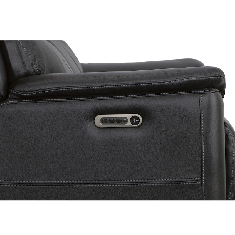 Crew Top Grain Leather Power Reclining Loveseat with Power Headrests & Lumbar