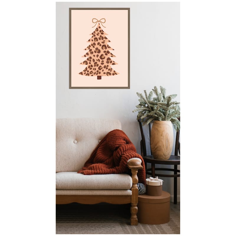 Kate and Laurel Sylvie Framed Canvas Trendy Tree by Aislinn Simmonds Duchess Plum