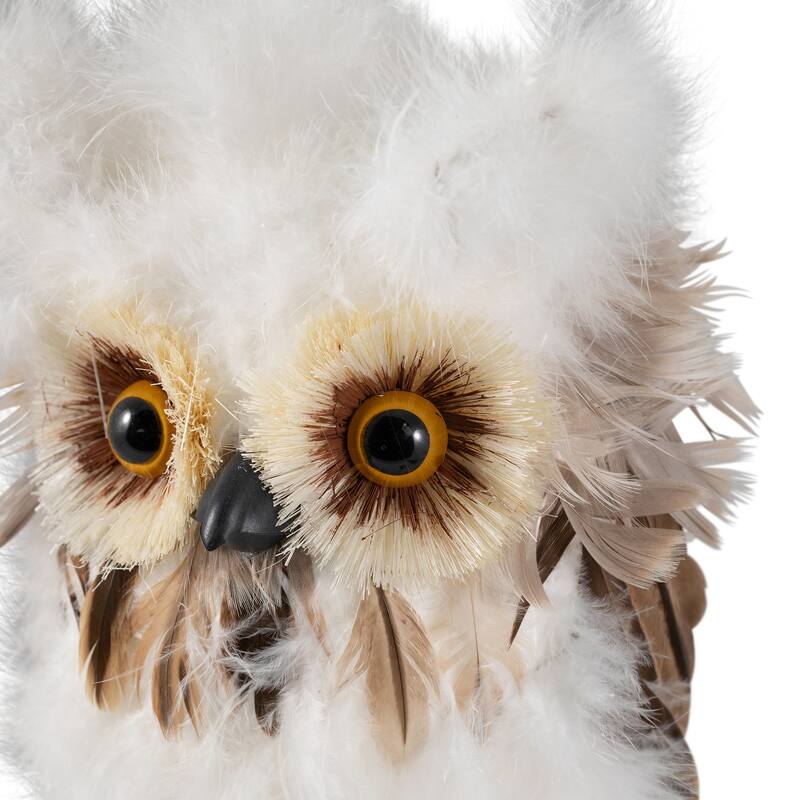 Woodland Feathery Owl Christmas Tabletop Figure - 7"