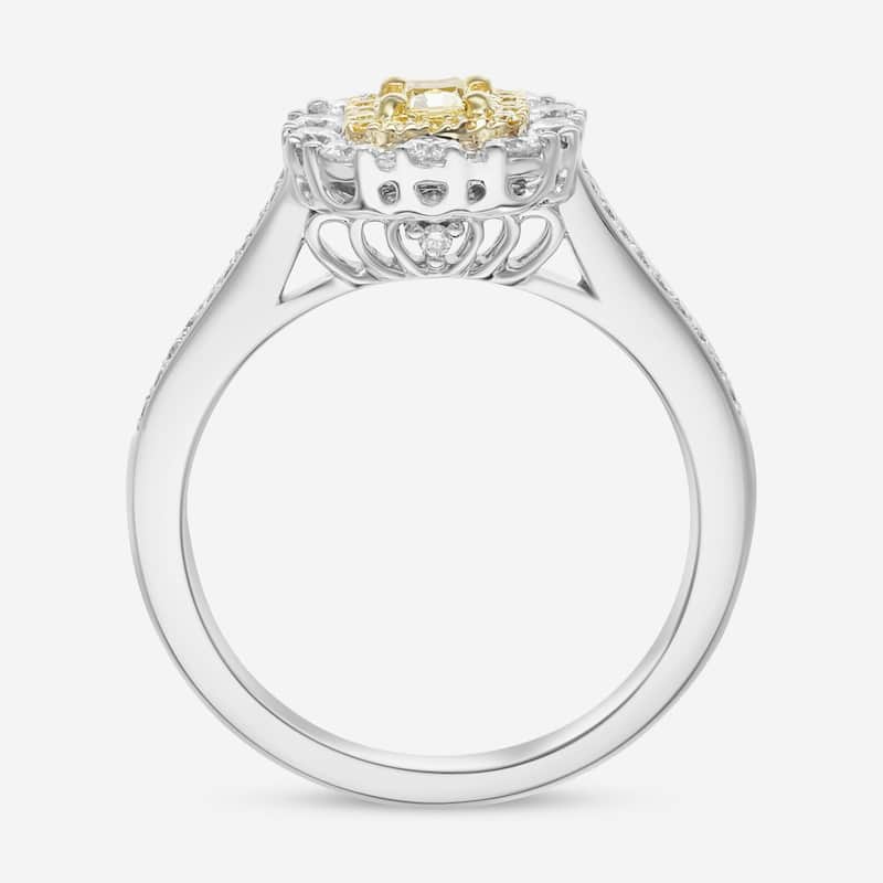 Gregg Ruth 18K White Gold, Fancy Yellow Diamond and White Diamond Engagement Ring Sz. 6.75