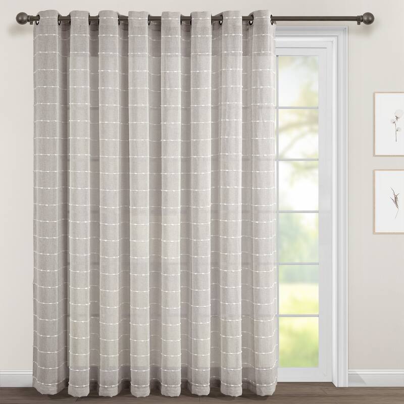 Lush Decor Farmhouse Textured Grommet Sheer Window Curtain Panel Pair