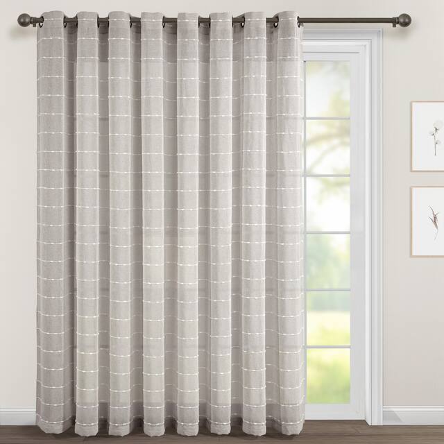 Lush Decor Farmhouse Textured Grommet Sheer Window Curtain Panel Pair - 84" x 115" - Gray