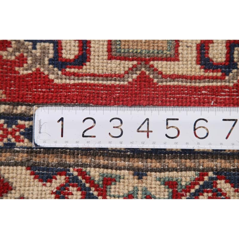 Geometric Red Kazak Runner Rug Handmade Oriental Wool Carpet - 2'9" x 10'8"