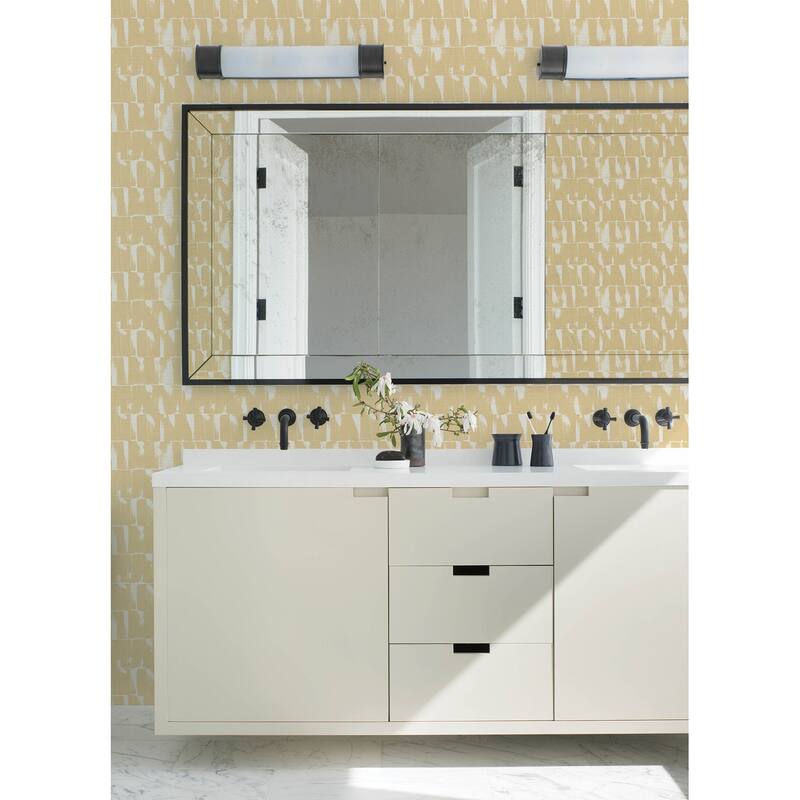 A-Street Prints Bancroft Gold Artistic Stripe Wallpaper