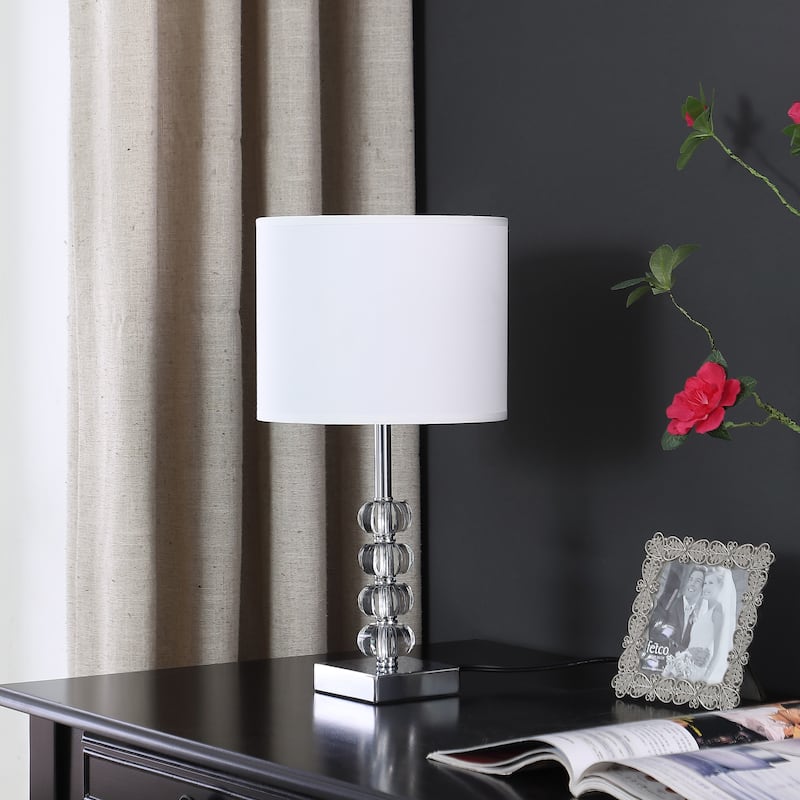 17.75 In. Olivia Prism Orb Crystal Modern Silver Table Lamp