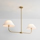 preview thumbnail 3 of 14, 2-Light Modern Black/Gold Linear Fabric Cone Large Pendant Light for Kitchen Island Gold