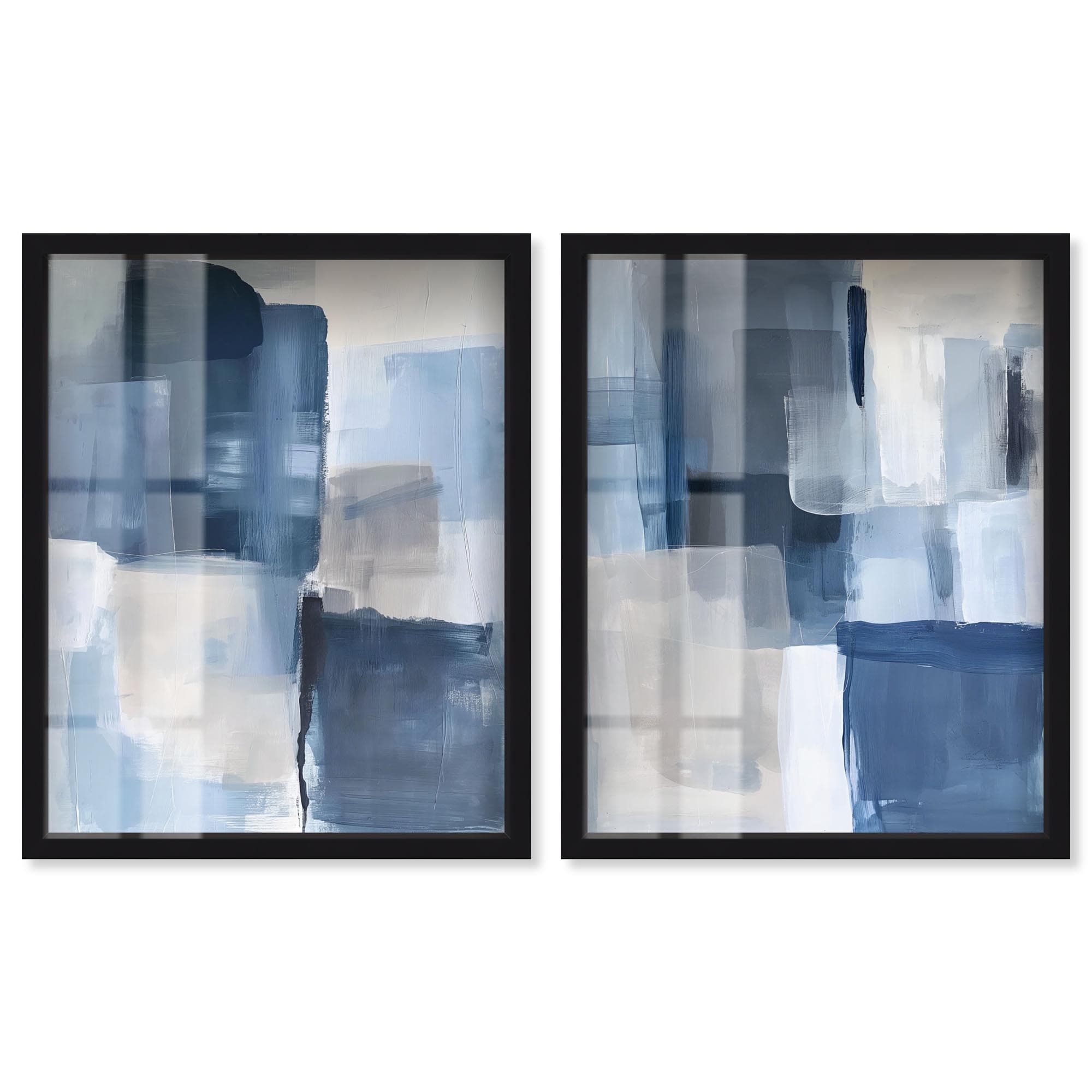 Neutral Harmony Abstract Boho Wall Decor Set of 2 Shadowbox Print by Art Remedy