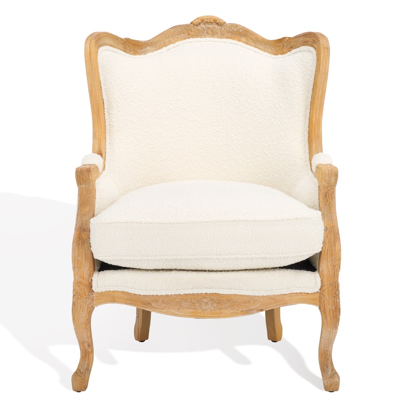 SAFAVIEH Couture Kali Oak Natural Linen Wing Chair - 34Wx34Dx40H